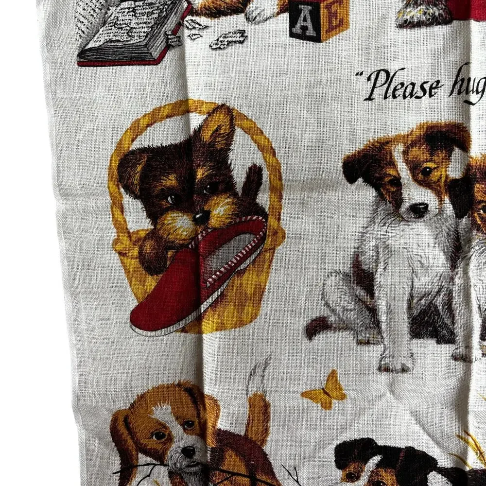Kay Dee pure linen kitchen tea towel dog lovers love dogs puppies novelty print